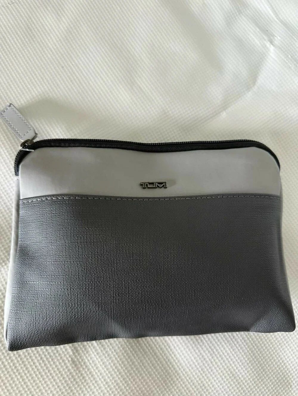 Tumi For Delta Soft Zippered Travel Toiletry Pouch Case Only Grey Two Tone